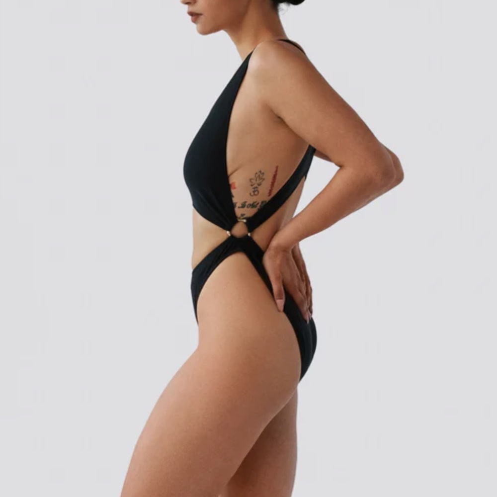 NWT Brandon Blackwood - Black Cutout One Piece Swimsuit